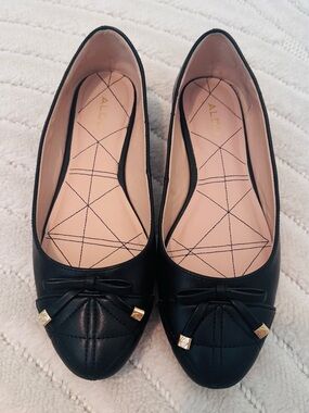 ALDO Black Quilted Bow Ballet Flats